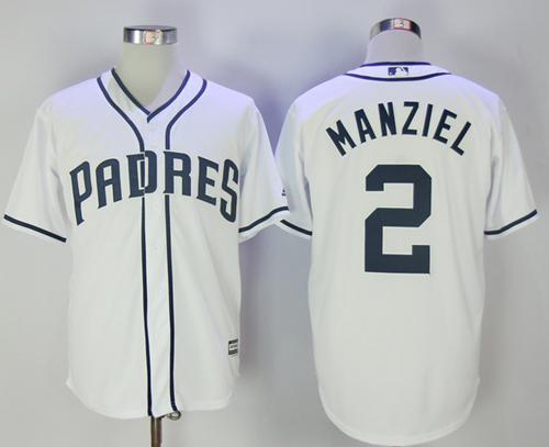 Padres #2 Johnny Manziel White New Cool Base Stitched MLB Jersey